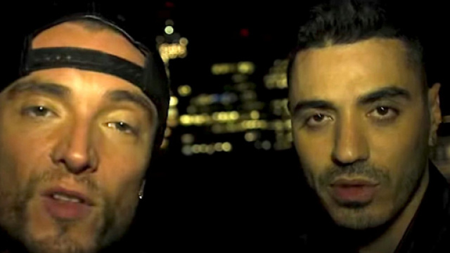 Gu&eacute; Pequeno a sinistra, Marracash a destra.