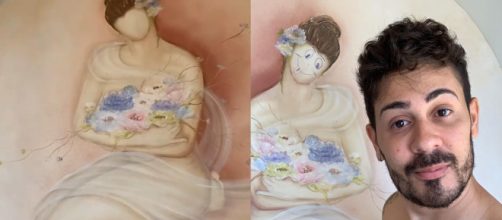 Carlinhos Maia rabisca obra de arte em quarto de hotel. (Reprodu&ccedil;&atilde;o/Instagram/@CarlinhosMaiaof)