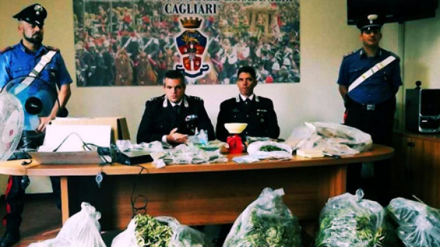 La droga sequestrata dai Carabinieri.
