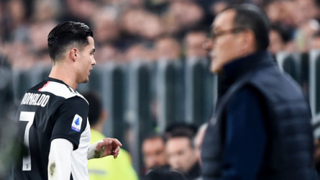 Crstiano Ronaldo &egrave; sullo sfondo Sarri