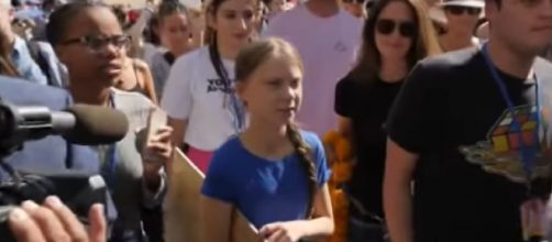 Greta Thunberg joins climate protesters in LA. [Image source/Sky News YouTube video]