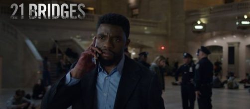 Chadwick Boseman struggled in "21 Bridges" delivering your average action flick. [Image Credit] STX Entertainment/YouTube