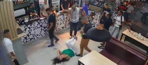 Mulher &eacute; agredida em bar na regi&atilde;o nordeste de BH. (Reprodu&ccedil;&atilde;o/TV Globo)