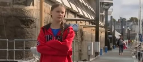 Greta Thunberg catches a lift with Australian sailing couple. [Image source/ABC News (Australia) YouTube video]