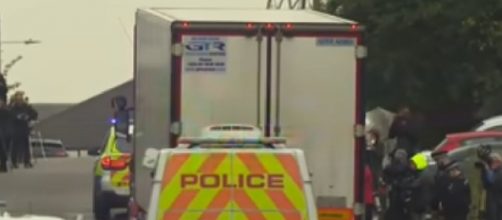 Police try to identify 39 bodies found in container. [Image source/Sky News YouTube video]