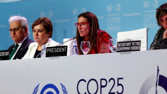 La COP25 &agrave; Madrid pr&eacute;sid&eacute; par le gouvernement chilien. Credit: Twitter/@COP25CL