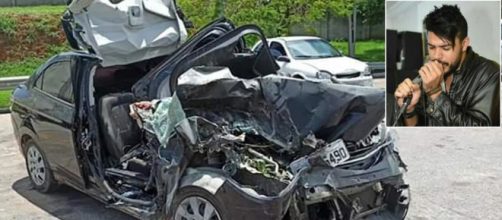 Cantor estava no banco da frente do autom&oacute;vel que sofreu o acidente. (Fotomontagem)