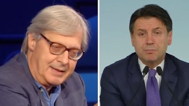 Vittorio Sgarbi ed il Presidente del Consiglio Giuseppe Conte.
