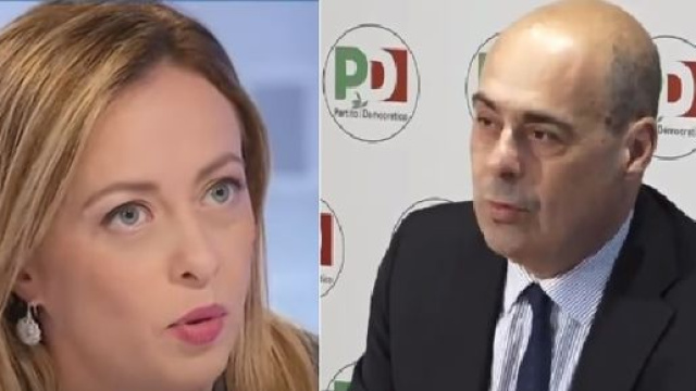 La leader di Fratelli d'Italia, Giorgia Meloni e il segretario del Pd, Nicola Zingaretti