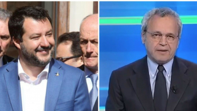 Matteo Salvini e il direttore del TgLa7 Enrico Mentana