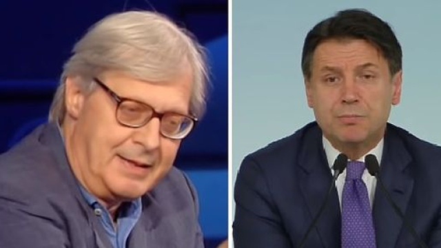 Vittorio Sgarbi ed il Presidente del Consiglio Giuseppe Conte.
