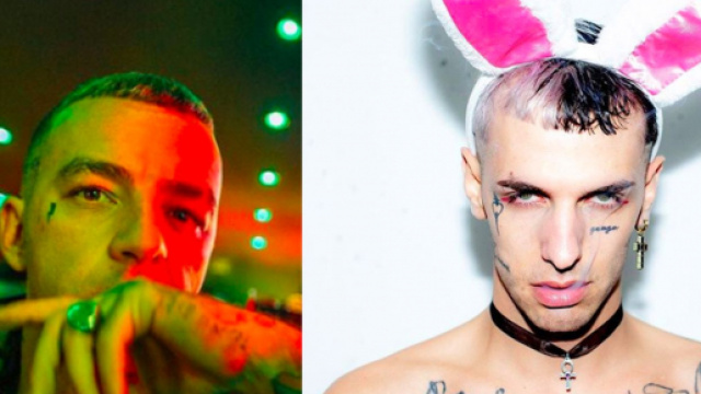 Salmo a sinistra, Achille Lauro a destra.