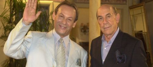 Jos&eacute; Wilker, o Giovanni Improta, e Raul Cortez, como o bar&atilde;o Pedro, em Senhora do Destino (Foto - Reprodu&ccedil;&atilde;o)