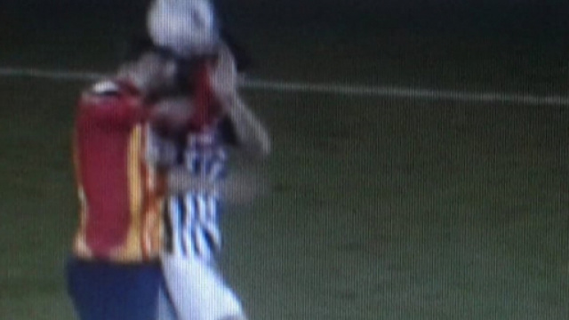 Il momento dell'impatto tra Scavone e Berretta