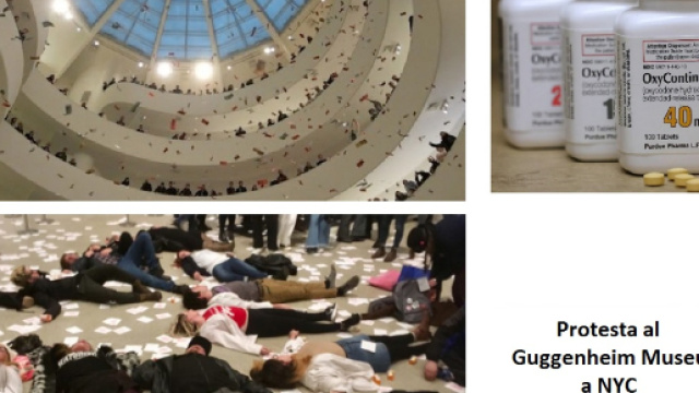 Protesta al Guggenheim per protestare contro un farmaco antidolorifico commercializzato dalla Purdue Pharma