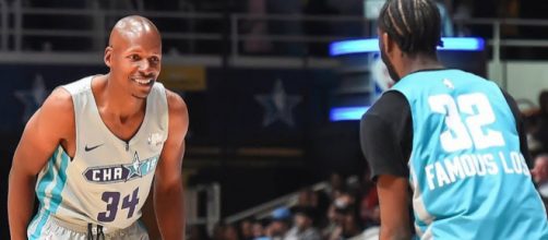 Ray Allen and Famous Los were participants in the 2019 Celebrity All-Star Game in Charlotte. [Image via NBA/YouTube]