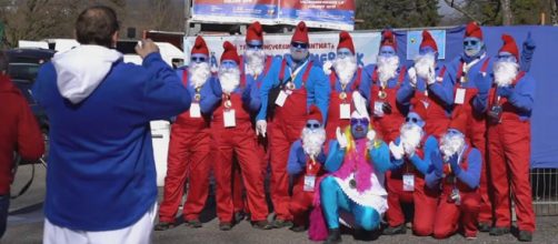A German town is vying for a Guinness World Record for the largest number of Smurfs. [Image AFP news agency/YouTube]