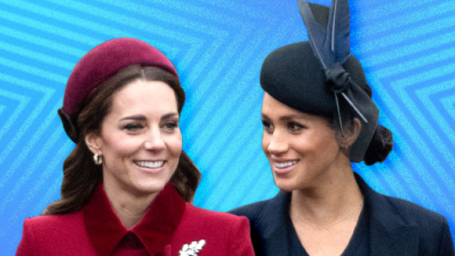 Meghan Markle blue Kate Middleton red