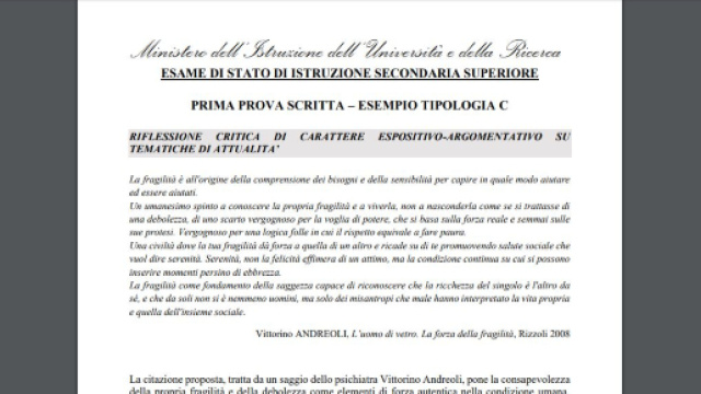 simulazione prova d'italiano: le prove di attualit&agrave;