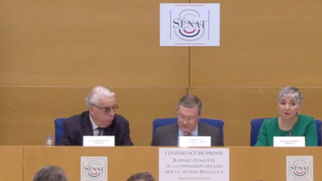 La commission d'enqu&ecirc;te du S&eacute;nat au moment de rendre son rapport sur l'affaire Benalla