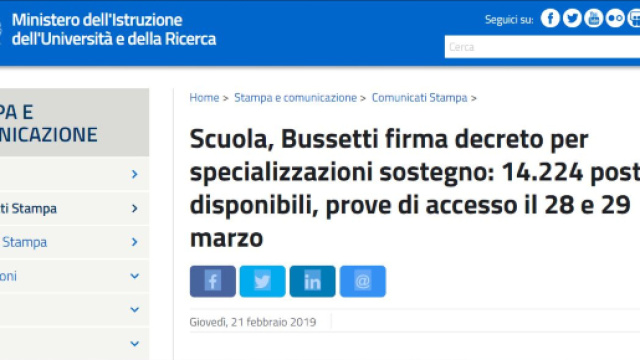 Prove d'accesso specializzazione sostegno