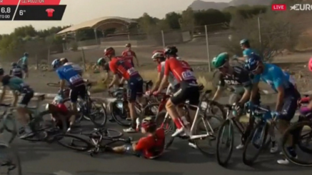 UAE Tour, la caduta che ha condizionato Valverde e Nibali