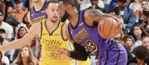 LeBron James and the Lakers visit Stephen Curry and the Warriors on Saturday (Feb. 2). - [NBA / YouTube screencap]