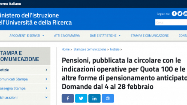 Pensioni anticipate e Quota 100, gli aggiornamenti per il settore della scuola dopo la circolare del Miur