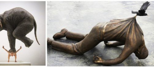 Escultura Pentateuque de Fabien M&eacute;relle e Trans Ī Re de Fredrik Raddum. (Reprodu&ccedil;&atilde;o/Bored Panda)