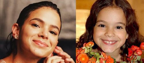 Atriz Bruna Marquezine na inf&acirc;ncia e atualmente (Imagem: Reprodu&ccedil;&atilde;o/Internet/Montagem)