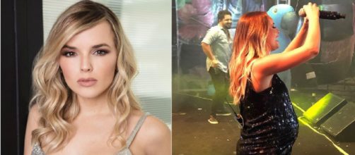 Thaeme exibe barriga de gr&aacute;vida durante show (Foto Montagem/ Instagram)