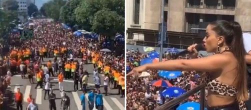 Anitta interrompeu o show e esperou os policiais prenderem o rapaz (foto: reprodu&ccedil;&atilde;o / Bloco das Poderosas)