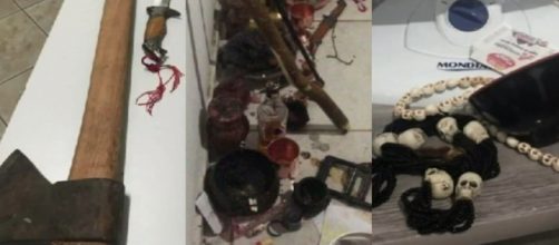 Esses objetos foram encontrados na casa do suspeito (Foto: Reprodu&ccedil;&atilde;o/TV Anhanguera)