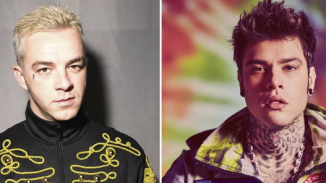 Salmo a sinistra, Fedez a destra.
