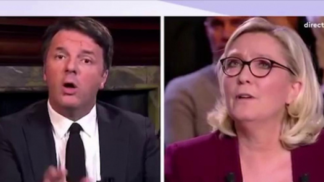 Matteo Renzi contro Marine Le Pen alla tv francese