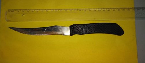 Faca utilizada pelo suspeito. (Imagem: Reprodu&ccedil;&atilde;o/Pol&iacute;cia Civil)