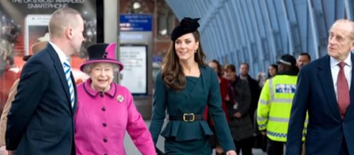 Queen Elizabeth II & Kate Middleton have 1st solo outing. [Image source/E! News YouTube video]