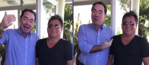 Cantor Leonardo e o desembargador Jaime Machado Junior, do TJSC. (Reprodu&ccedil;&atilde;o/YouTube)