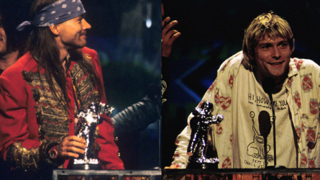 Axl Rose dei Guns N'Roses e Kurt Cobain dei Nirvana