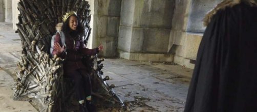 A woman in Queens won the chance to sit on the Iron Throne from "Game of Thrones." [Image Drew Schwartz/YouTube]