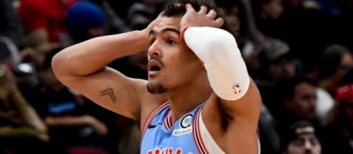 Rookie Trae Young after learning he's been ejected from Hawks-Bulls game on Sunday (Mar. 3). [Image via ESPN/YouTube screenshot]