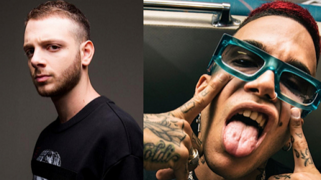 Anastasio a sinistra, Sfera Ebbasta a destra.