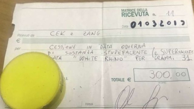 una delle singolari ricevute trovate dalla Polizia