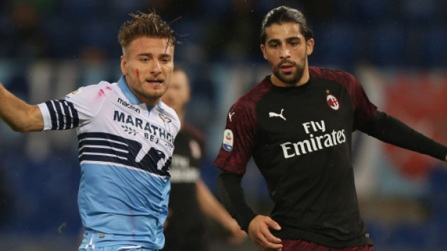 L'attaccante Immobile e il difensore Rodriguez in uno scontro di gioco, si scontreranno di nuovo sabato sera a San Siro