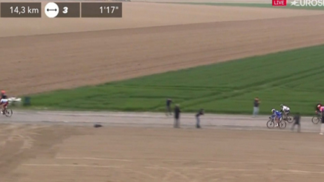 Parigi-Roubaix: l'attacco decisivo di Politt con Gilbert.