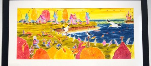 Painter Linda Molloy creates detailed, colorful, and whimsical imagery. / Image via Linda Molloy, used with permission.