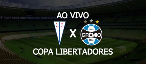 Universidad Cat&oacute;lica x Gr&ecirc;mio ao vivo. (Foto: Montagem/ Diogo Marcondes)
