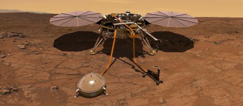 InSight on the surface of Mars. [Image source/NASA, Wikimedia Commons]