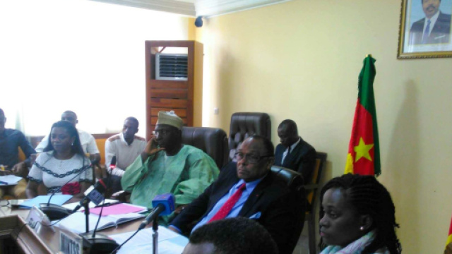 Le Ministre du Travail et de la S&eacute;curit&eacute; sociale Gr&eacute;goire Owona (c) Odile Pahai