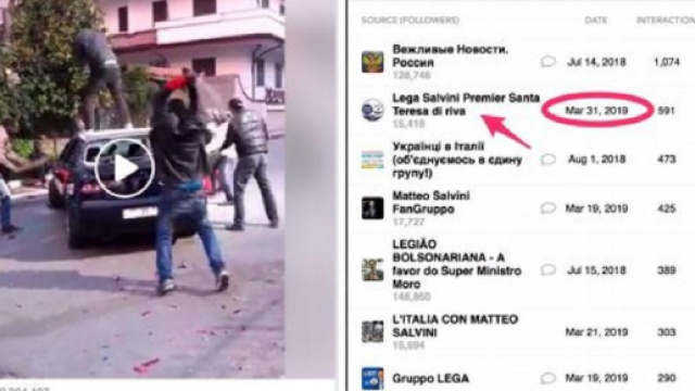 Uno dei contenuti fake cancellati da Facebbok, pagina non ufficiale pro-Lega